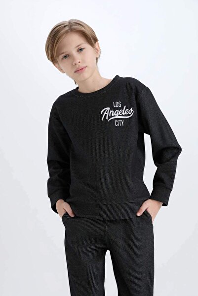 DeFacto Erkek Çocuk 2'li Takım Baskılı Sweatshirt Eşofman Altı D7869A8NS