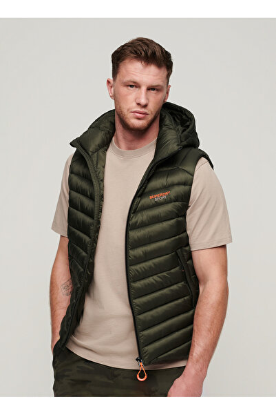 SUPERDRY Haki Erkek Kapüşon Yaka Normal Kalıp Yelek M5011837AZC3_HOODED FUJI PADDED GIL