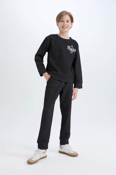 DeFacto Erkek Çocuk 2'li Takım Baskılı Sweatshirt Eşofman Altı D7869A8NS