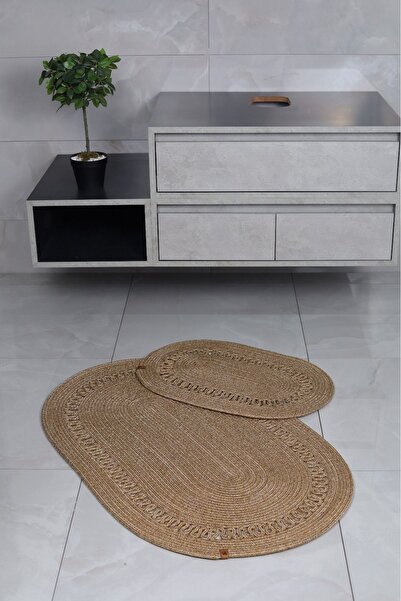 ModaCardin Σετ 2 πατάκια μπάνιου από γιούτα και άχυρο - Καλάθι σε στυλ Bohemian και Nordic