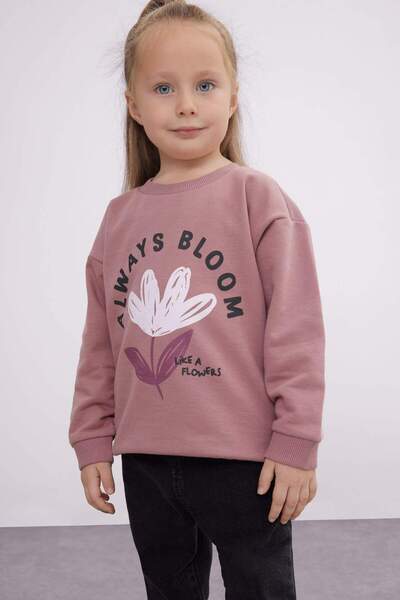 DeFacto Kız Bebek Bisiklet Yaka Çiçekli Sweatshirt D1663A524WN