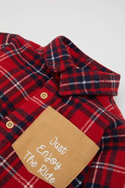 DeFacto Baby Boy Flannel Checkered Pocket Detailed Long Sleeve Shirt D5245A524Wn