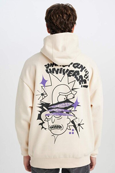 DeFacto Rick and Morty Oversize Geniş Kalıp Bisiklet Yaka Sırt Baskılı Kalın Sweatshirt C9741AX24AU