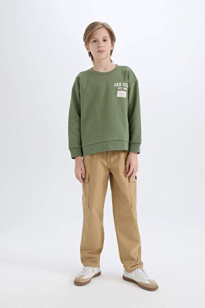 DeFacto Erkek Çocuk Oversize Geniş Kalıp Bisiklet Yaka Sırt Baskılı Sweatshirt C9803A824WN