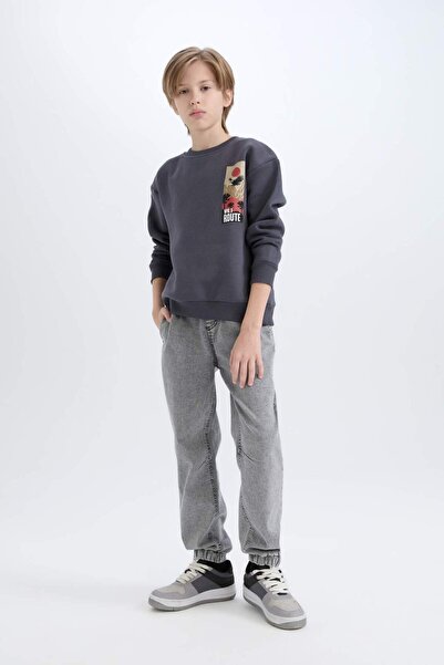 DeFacto Φούτερ Boy's Oversize Wide Fit Crew Neck με στάμπα D5787a824wn