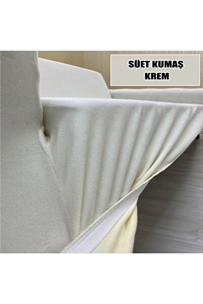 Home Süet Detaylı Angora Kumaş Krem 3 LÜ KOMPLE GİYDİRME KANEPE & ÇEKYAT, BOHEM, vb. MODEL KOLTUK KILIFI