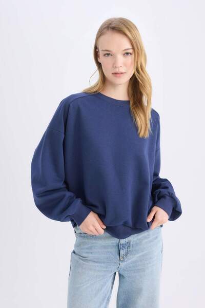 DeFacto Cool Oversize Wide Fit Crew Neck Χοντρό Basic Απλό Φούτερ A4177AX24WN