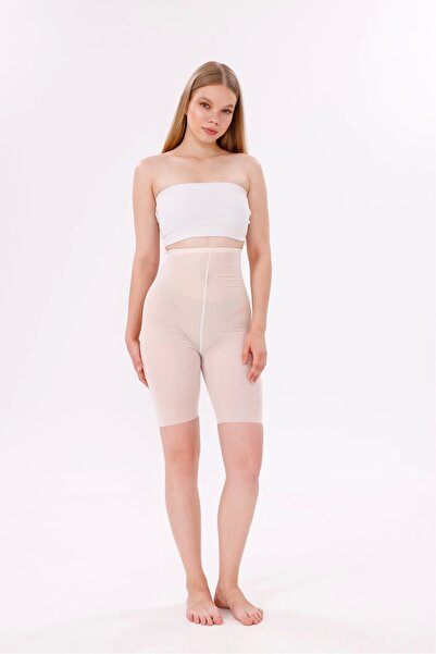 Butik النضارة 0007 مشد شورت عالي الخصر من التول المقطوع بالليزر