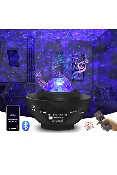 HyMark Led Yıldız Bluetooth Hoparlör Usb Projektör Okyanus Dalgası 21 Modlu G...