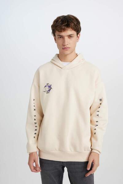 DeFacto Rick and Morty Oversize Geniş Kalıp Bisiklet Yaka Sırt Baskılı Kalın Sweatshirt C9741AX24AU