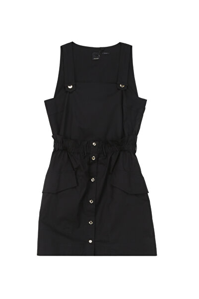 PİNKO Pinko Kare Yaka Düz Siyah Kısa Kadın Elbise 103212A1N3