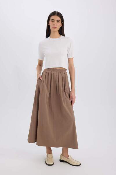 DeFacto A-Line Normal Waist Basic Plain Flared Maxi Skirt E2369Ax24Wn
