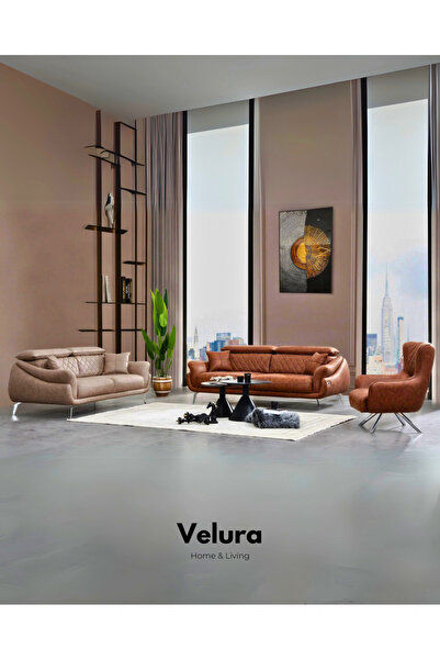 Velura Home & Living Ezel Motorlu Koltuk Takımı 3 3 1 & Usb Portlu (2 KANEPE 1 BERJER) - Nubuk Kumaş