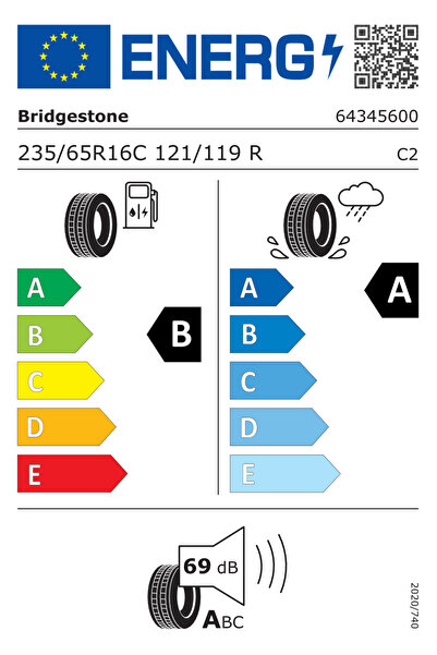 Bridgestone 235/65R16C 121/119R DURAVIS VAN (12 KAT) Üretim 2025 Oto Yaz Lastiği