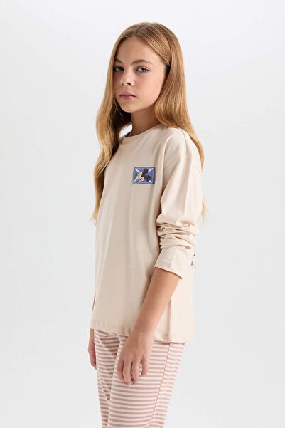 DeFacto Kız Çocuk Pijama Takım Disney Mickey & Minnie Uzun Kolu Üst Beli Lastikli Alt D3748A824AU