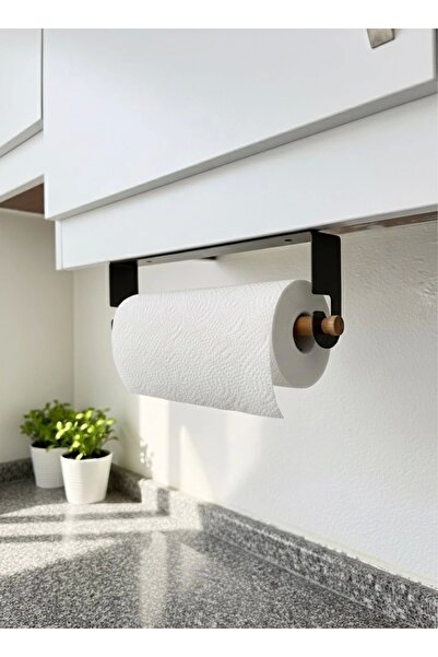 ardini LAZER KENDİNDEN YAPIŞKANLI KAĞIT HAVLULUK TAHTA KANCALI MAT SİYAH