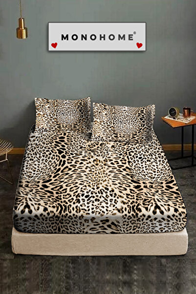 MonoHome 100% Cotton Fitted Sheet Special Design 5D Digital 60 Thread Leopard
