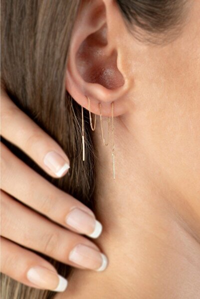 Piano Jewellery 14 Ayar Altın Cabaret Zincir Tek Küpe