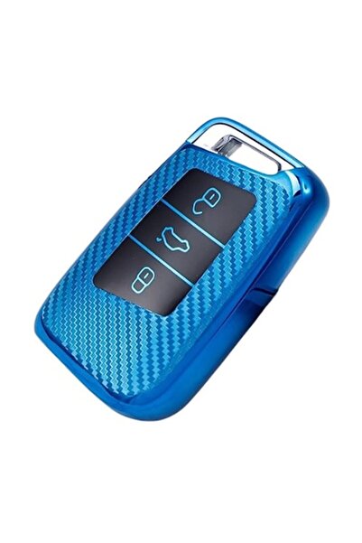 OEM Blue carbon key cover for VW Volkswagen Passat B8 Tiguan Skoda Kodiaq