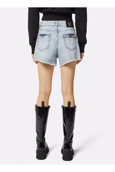 VERSACE JEANS COUTURE Yüksek Bel Standart Mavi Kadın Denim Şort 76HAD541