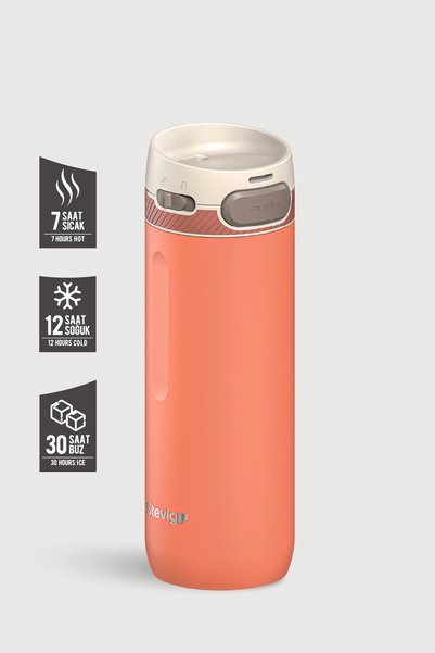 Stevig 4 Action Trigger-Control Steel Thermos 500 ml Coral Rose St-231