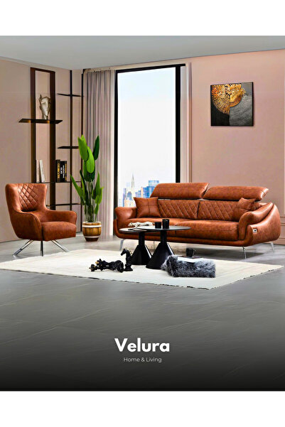 Velura Home & Living Ezel Motorlu Koltuk Takımı 3 3 1 & Usb Portlu (2 KANEPE 1 BERJER) - Nubuk Kumaş