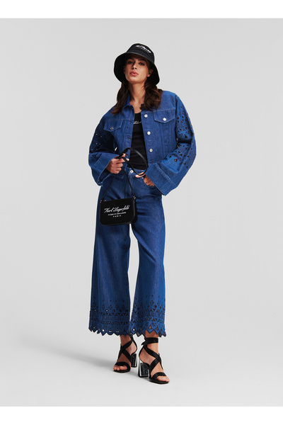 Karl Lagerfeld Koyu Mavi Kadın Denim Ceket 241W1422