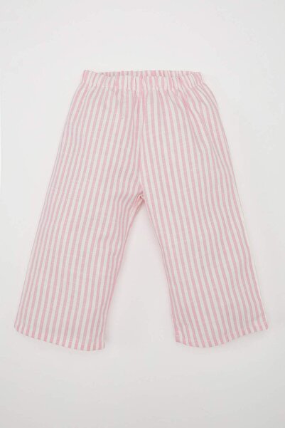 DeFacto Baby Girl Striped Twill Pajama Set - Crew Neck, Long Sleeve D5382A524Wn