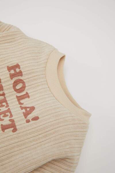 DeFacto Kız Bebek 2li Takım Fitilli Kadife Bisiklet Yaka Baskılı Sweatshirt Geniş Bol Paça Alt D5476A524WN