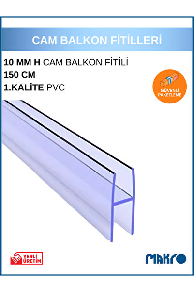 GLASSMAKRO 10 MM Küçük h (y) Cam Balkon Şeffaf Fitil 150 CM 4 adet
