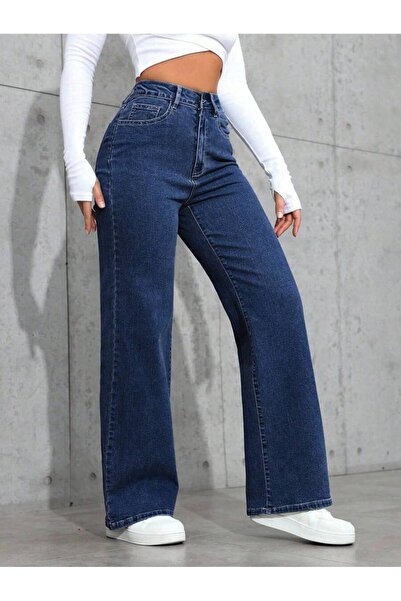 WKM Kadın Baggy Fit Denim Jean Yıkamalı Pantolon