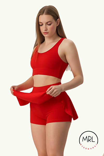 missmaral Women's Skirted Shorts Swimsuit Top and Bottom Set – High Waist Recovery with Chest Pad for Pool Sea Sports