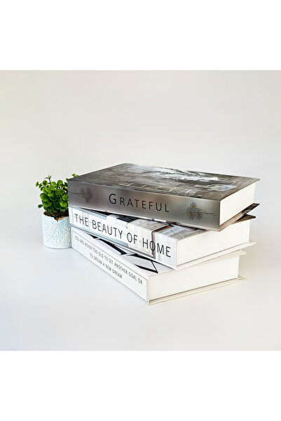 devideko 3’lü Kitap Görünümlü Dekoratif Saklama Kutusu Seti, Minimalist İskan...