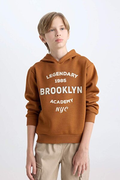 DeFacto Erkek Çocuk Kapüşonlu Baskılı Sweatshirt D4343A8NS