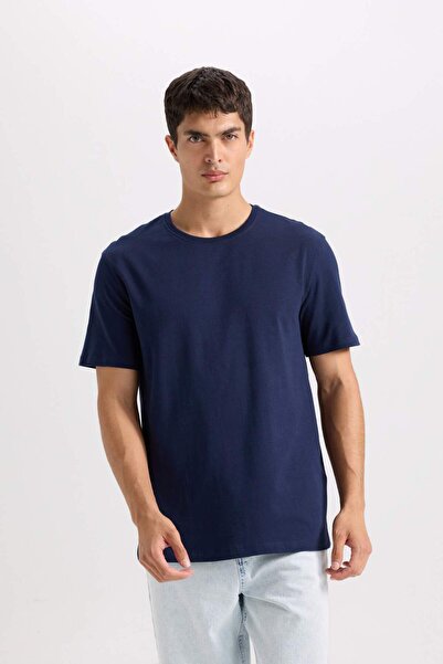 DeFacto 100% pamut New Regular Fit Crew nyakú Basic tömör rövid ujjú póló E1091AXNS