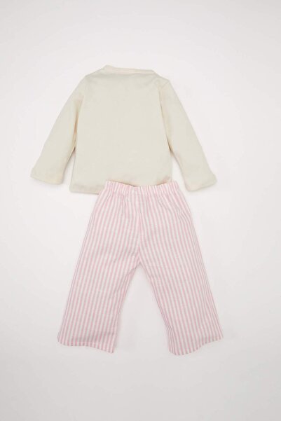 DeFacto Baby Girl Pajama Set Woven Twill Long Sleeve Top Striped Bottom D5382A524Wn