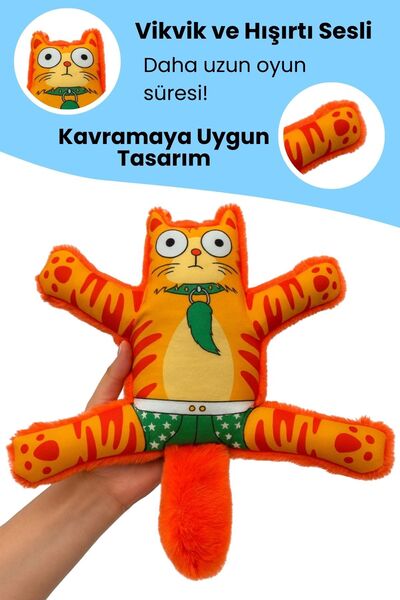 Havhav Mihav Sesli Köpek Oyuncağı | Vikvik ve Hışırtılı Turuncu Kedi Şekilli Aktivite Oyuncağı