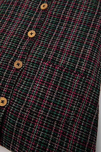 DeFacto Holčička Černý Tweedový overal s knoflíkem a vzorem D7434A524WN