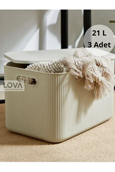 Lova 21 L Shell Çizgili Çok Amaçli Dolap Içi Düzenleyici Saklama Kutusu (3 Ad...