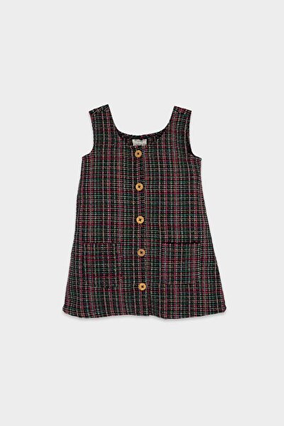 DeFacto Holčička Černý Tweedový overal s knoflíkem a vzorem D7434A524WN