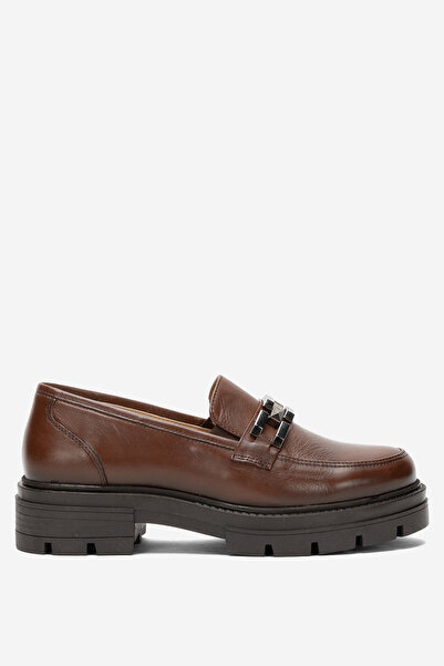 Dericlub Tan Women's Loafer - Thick Sole and Buckle Moccasin Shoes Br 44282