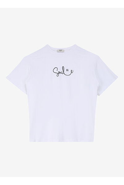 People By Fabrika Bisiklet Yaka Beyaz Kadın T-Shirt SPBF4SL-TST5590