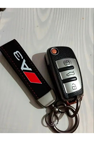OEM Husă argintie cu inserții din piele pentru cheia flip Audi