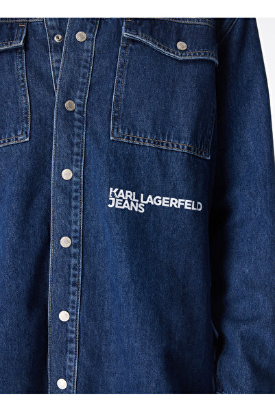 Karl Lagerfeld Mavi Erkek Normal Kalıp Denim Gömlek 240D1603_KLJ REGULAR UTLTY SHIRT JA