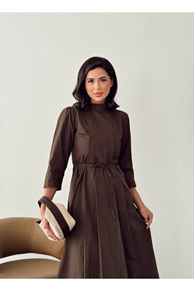 Nesil Γυναικείο φόρεμα με λεπτομέρεια πλισέ, μακρύ μήκος, με ζώνη, ειδική περίσταση, καθημερινό φόρεμα