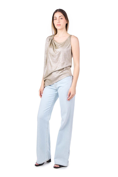 PİNKO Pinko Kare Yaka Düz Gümüş Kadın Bluz 103141A1KE