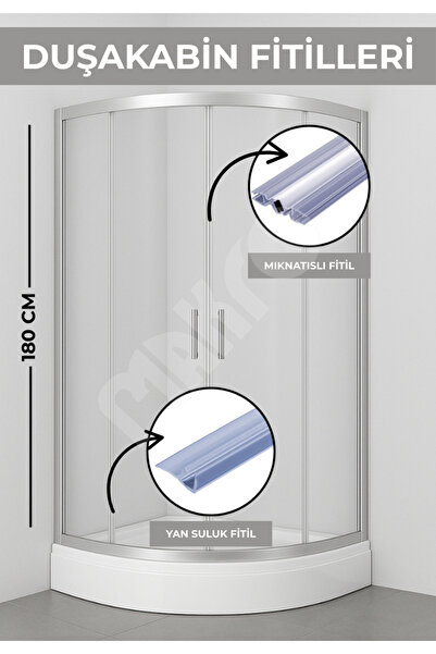 GLASSMAKRO Duşakabin Mıknatıs 1 Takım Ve 4 Adet Duşakabin Suluk Fitili Yükseklik 180 Cm