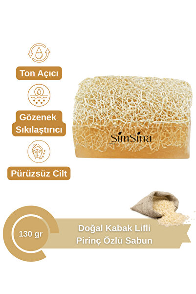 Simsina Doğal Kabak Lifli Pirinç Özlü Sabun – Peeling ve Cilt Beyazlatıcı 130g
