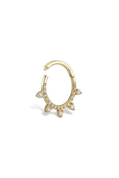 Piano Jewellery 14 Ayar Altın Halka Sıra Pırlanta Piercing