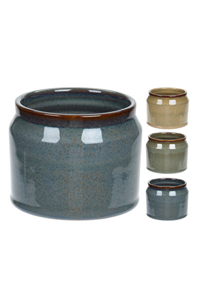 BOYNER EVDE Çok Renkli Vazo FLOWER POT REACTIVE GLAZE 3ASS